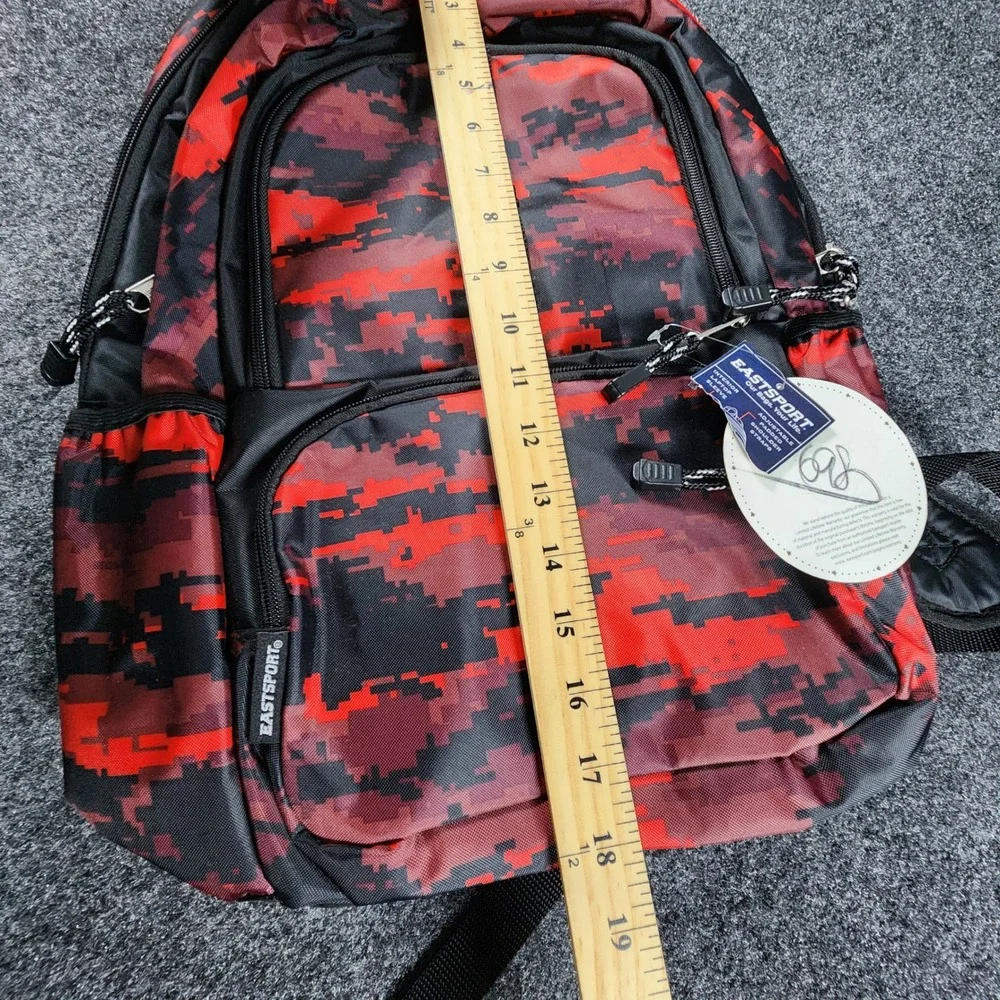 NWT Eastsport Backpack Unisex One Size Red Black Digital Camo Laptop Sleeve